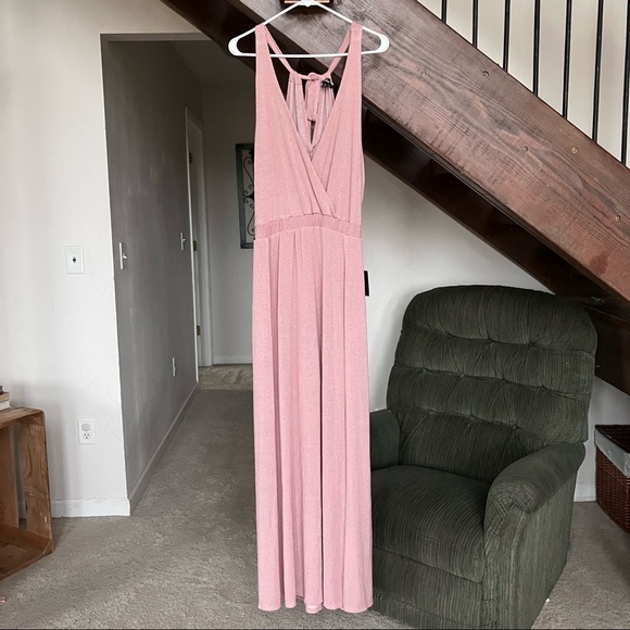 Lulus NWT Sunny Day Perfection Dusty Pink Tie-Back Maxi Dress - Picture 5 of 8